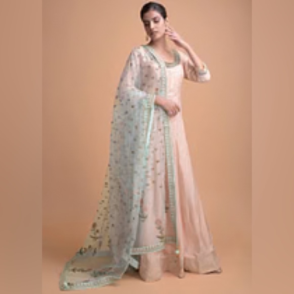 Peach Baby Pink Anarkali Suit